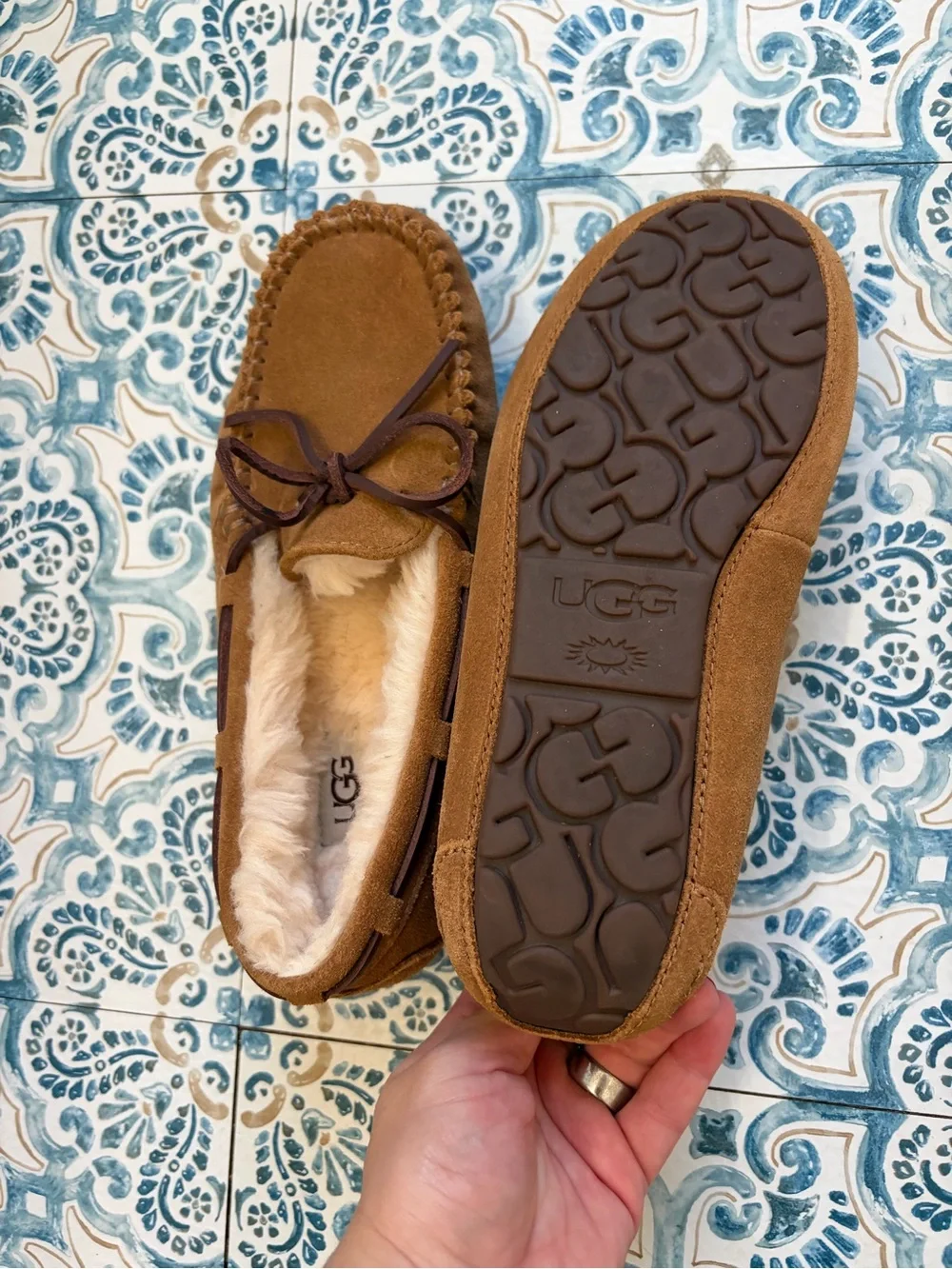 UGG Chestnut Suede Moccasin Slippers BRAND NEW size 6
